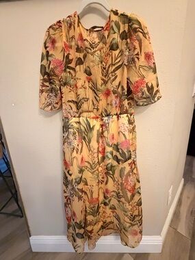 Zara Floral Yellow Wrap Dress